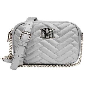 Badgley Mishka Bag Elegant Gray Quilted Crossbody Bag Silver Hardware NWT